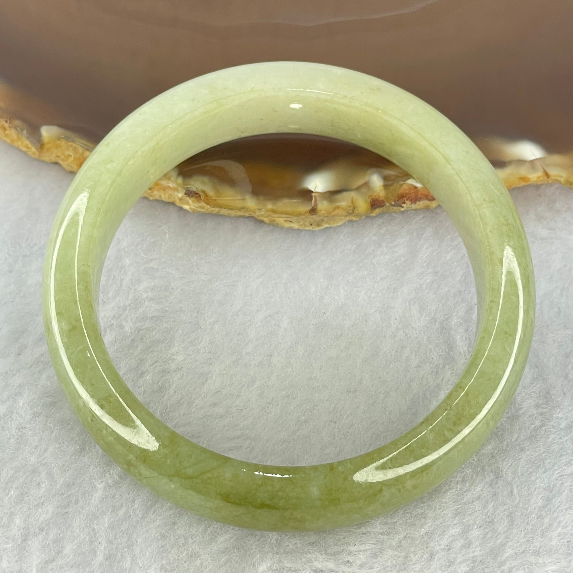 Type A Light Green Jadeite Bangle Internal Diameter 54.5mm 55.80g 14.2 by 8.1mm (Close to Perfect) - Huangs Jadeite and Jewelry Pte Ltd