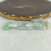 Type A Light Green with Deep Bright Lavender and Yellow Jadeite Pendant 45.66g 8.3 by 3.9 by 11mm with Wooden Stand - Huangs Jadeite and Jewelry Pte Ltd