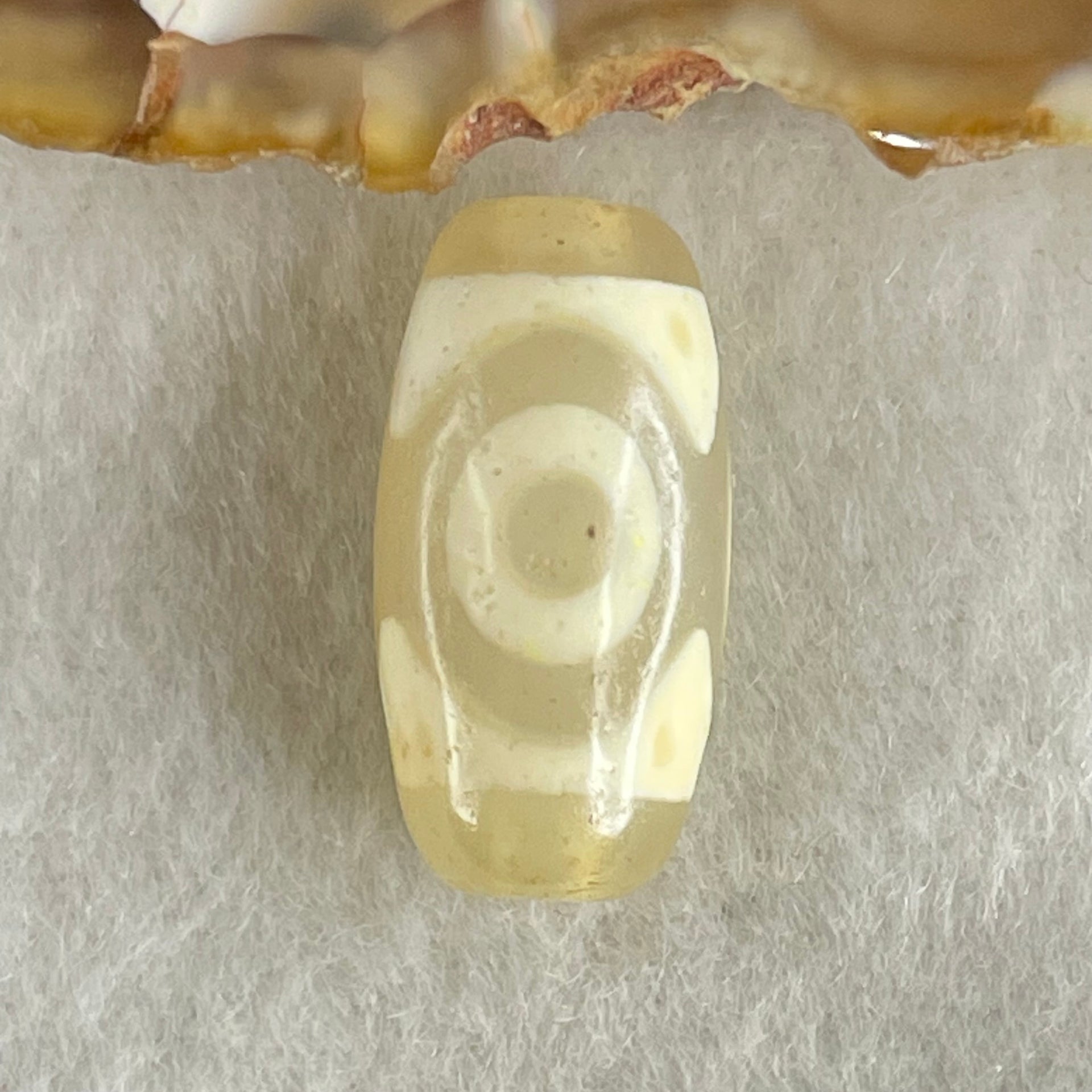 Natural Powerful Tibetan Old Oily Agate 3 Eyes Dzi Bead Heavenly Master (Tian Zhu) 三眼天诛 3.00g 20.0 by 10.2mm - Huangs Jadeite and Jewelry Pte Ltd