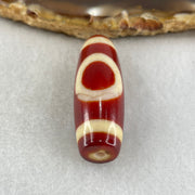 Natural Powerful Tibetan Old Oily Red White Agate One Eye Earth Element Dzi Bead Heavenly Master (Tian Zhu) 一眼土元素天珠 10.27g 37.8 by 13.2mm - Huangs Jadeite and Jewelry Pte Ltd