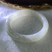 Natural Type A Jelly Faint Green to White Jadeite Bangle 57.86g Inner Diameter 53.8mm 12.7 by 8.1mm (External and Internal Lines) - Huangs Jadeite and Jewelry Pte Ltd