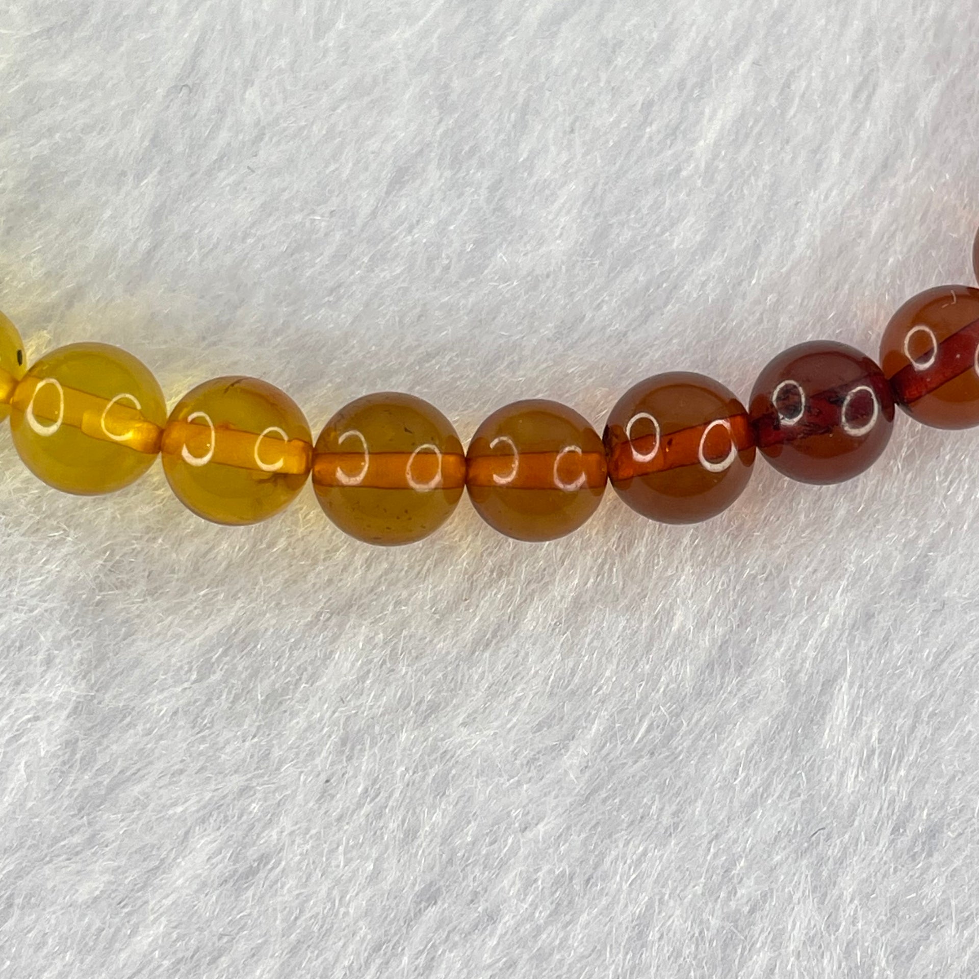 Natural Mixed Color Amber Beads Bracelet 3.25g 15.5cm 5.9mm 32 Beads - Huangs Jadeite and Jewelry Pte Ltd