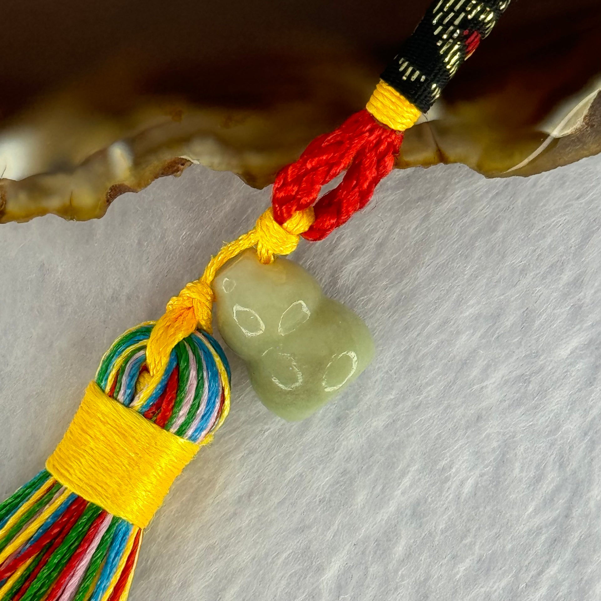 Type A Green Jadeite Hulu Charm Display 7.58g 13.9 by 10.8mm - Huangs Jadeite and Jewelry Pte Ltd