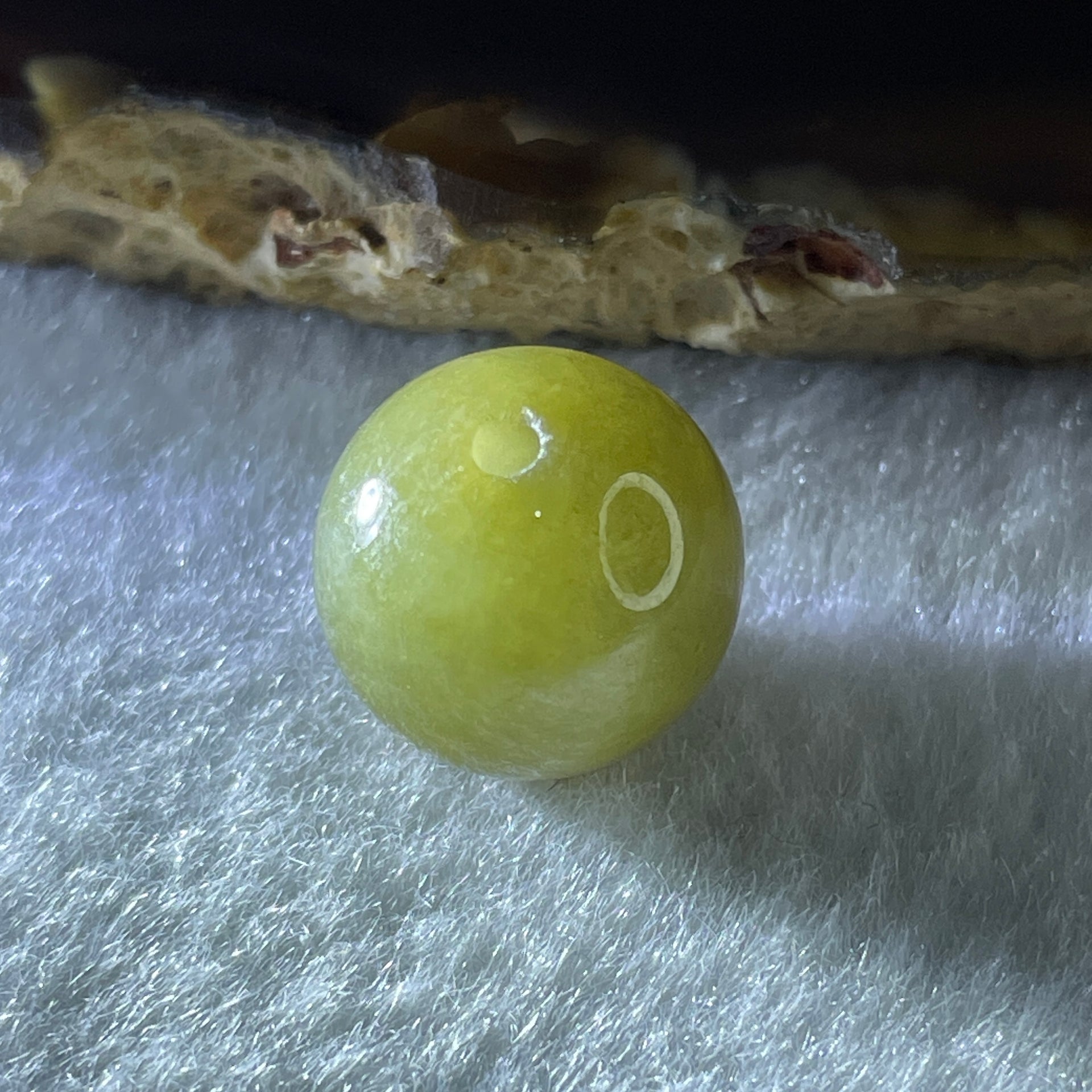 Natural Type A Yellowish Green Jadeite Bead Charm 4.49g 13.8mm - Huangs Jadeite and Jewelry Pte Ltd
