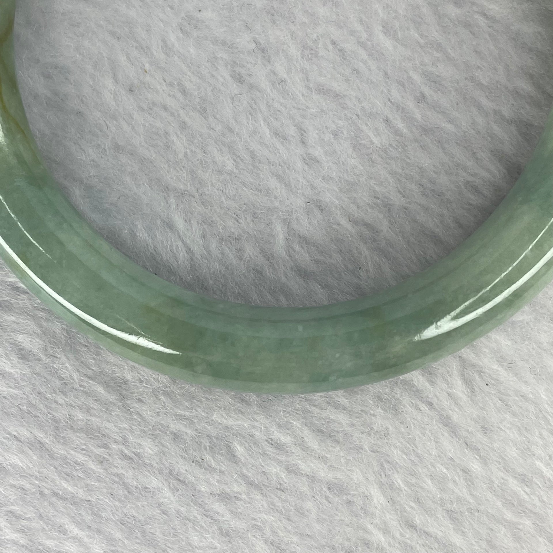 Type A Blueish Green with Brown Patches Jadeite Bangle 41.09g 9.3 by 8.7 mm Internal Diameter 55.0mm (Internal Lines) - Huangs Jadeite and Jewelry Pte Ltd