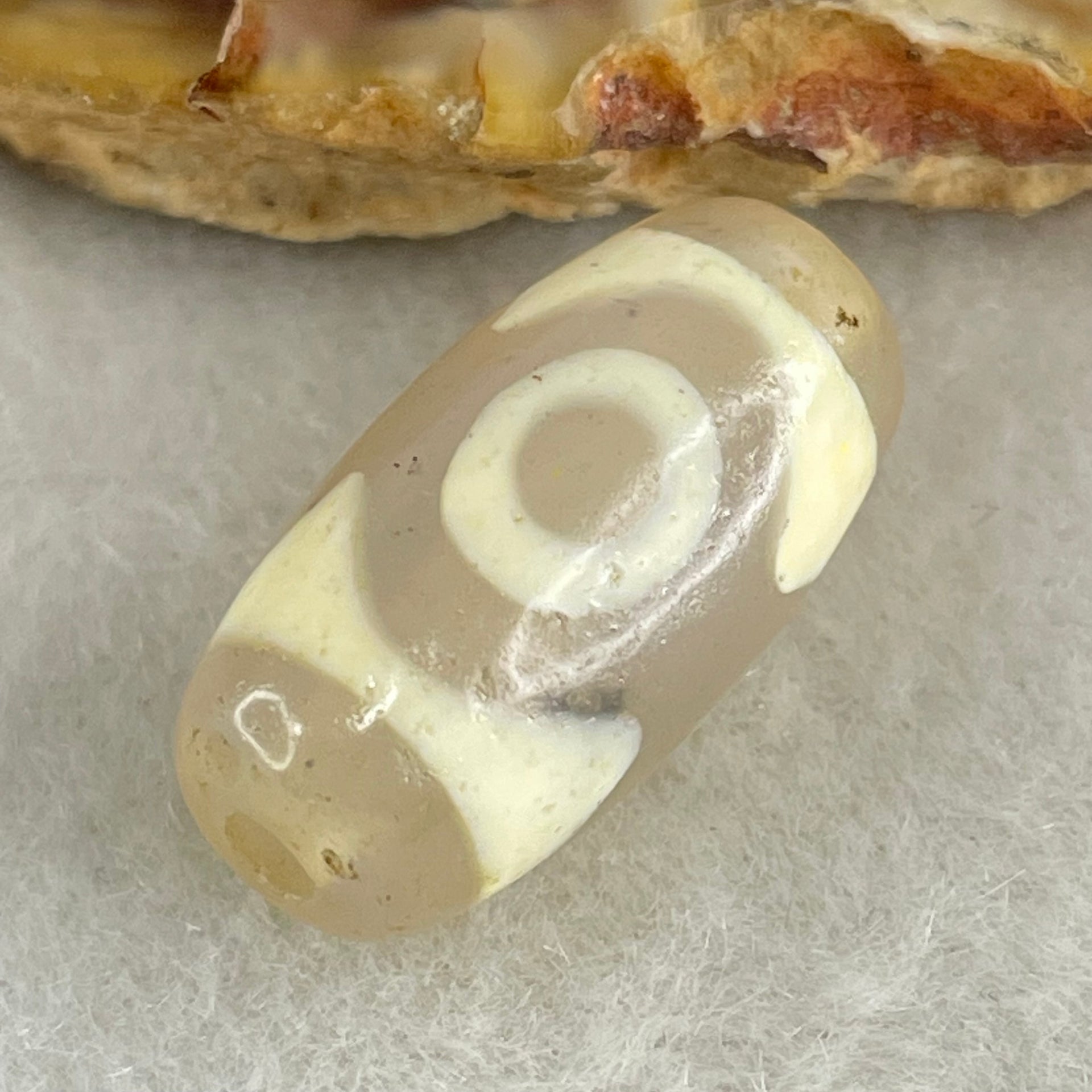 Natural Powerful Tibetan Old Oily Agate 3 Eyes Dzi Bead Heavenly Master (Tian Zhu) 三眼天诛 3.15g 20.2 by 10.2mm - Huangs Jadeite and Jewelry Pte Ltd