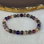 Very Good Grade Natural Transparent Bright Color Super 7 Beads Bracelet 非常好的等级天然透明深彩色超级七珠手链 11.32g 15.5cm 6.8mm 28 Beads - Huangs Jadeite and Jewelry Pte Ltd