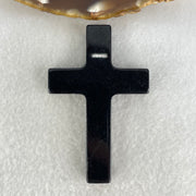 Type A Opaque Black Jadeite Cross Pendant 27.22g 64.6 by 41.3 by 8.0mm - Huangs Jadeite and Jewelry Pte Ltd