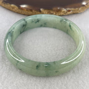 Certified Natural Type A Jelly Green & Green Piao Hua Jadeite Oval Bangle | (43.47g | 54.3mm Inner Diameter | 13.8mm x 6.6mm | Very Very Slight External Rough | Radiance, Steady Wealth "Zheng Cai" Anchor & Feng Shui Prosperity Catalyst) - Huangs Jadeite and Jewelry Pte Ltd