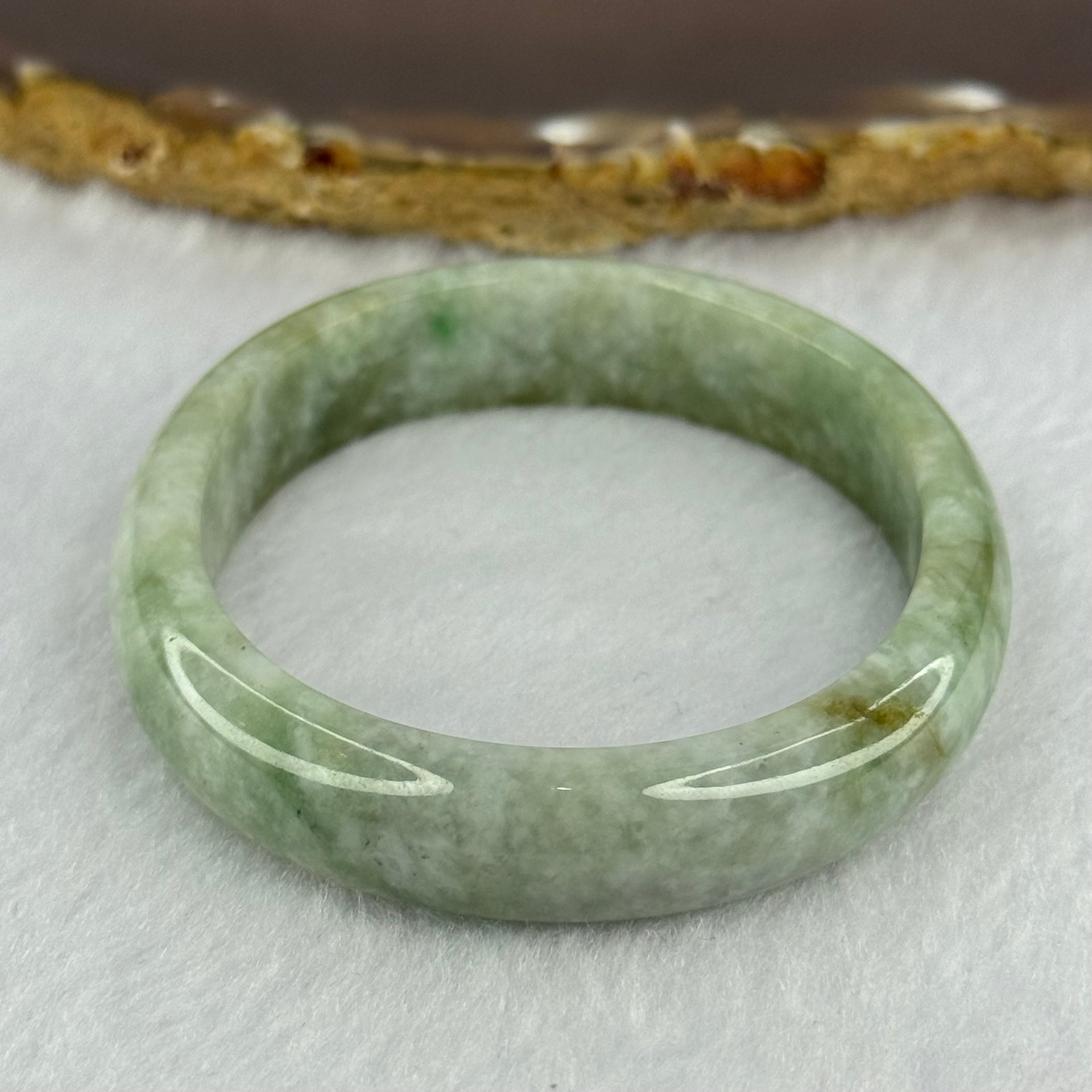 Type A Light with Apple Green Jadeite Bangle 33.24g Internal Diameter 54.3mm 11.5 by 6.4mm (Very Slight External Rough) - Huangs Jadeite and Jewelry Pte Ltd