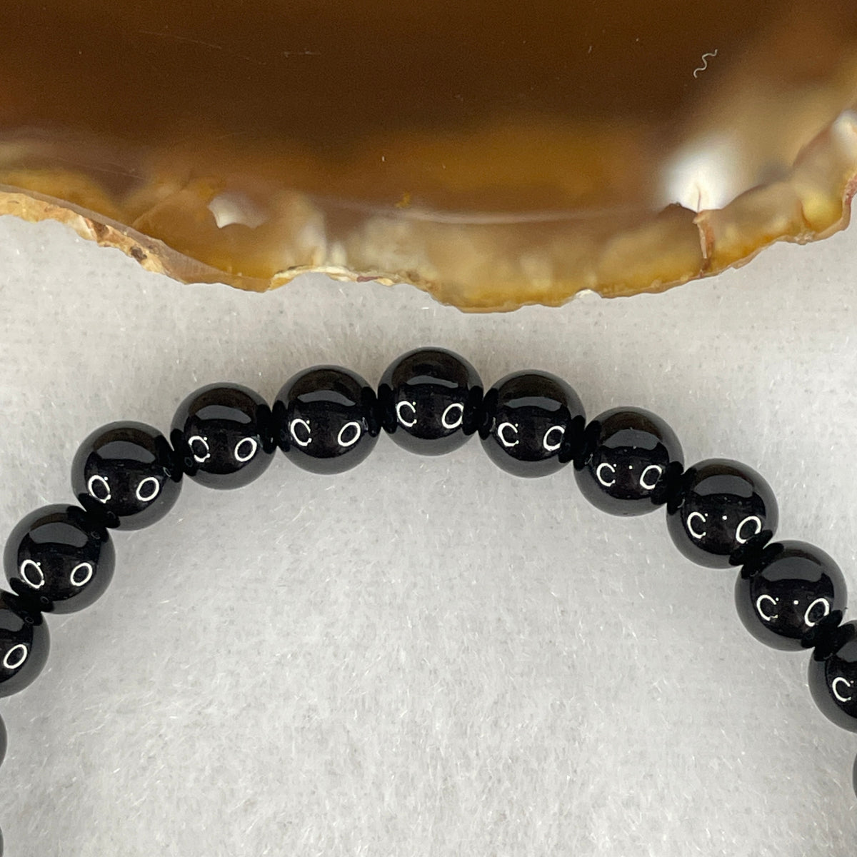 Certified Good Grade Natural Black Obsidian Beads Bracelet 9.05g 15.5cm 6.3mm 30 BeadsCertified Good Grade Natural Black Obsidian Beads Bracelet | 6.3mm Dainty Mirror-Polished (9.05g | 30 Beads | 15.5cm)