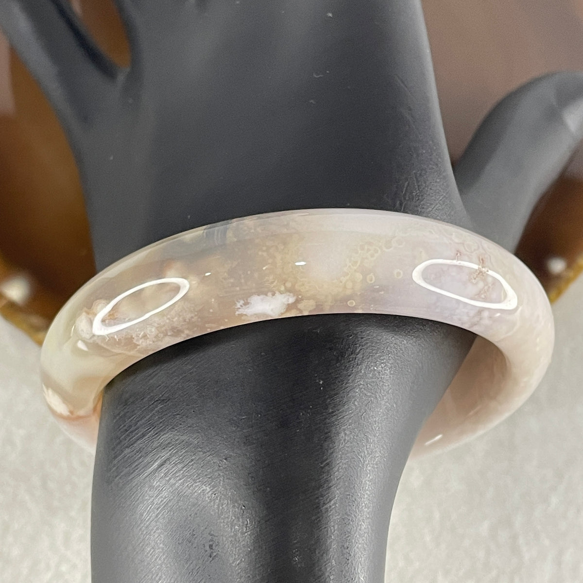 Natural Pink with Purple Flower Agate Set Bangle 146.60g Inner Diameter 57.0mm 14.0 by 7.8mm (Perfect) - Huangs Jadeite and Jewelry Pte Ltd