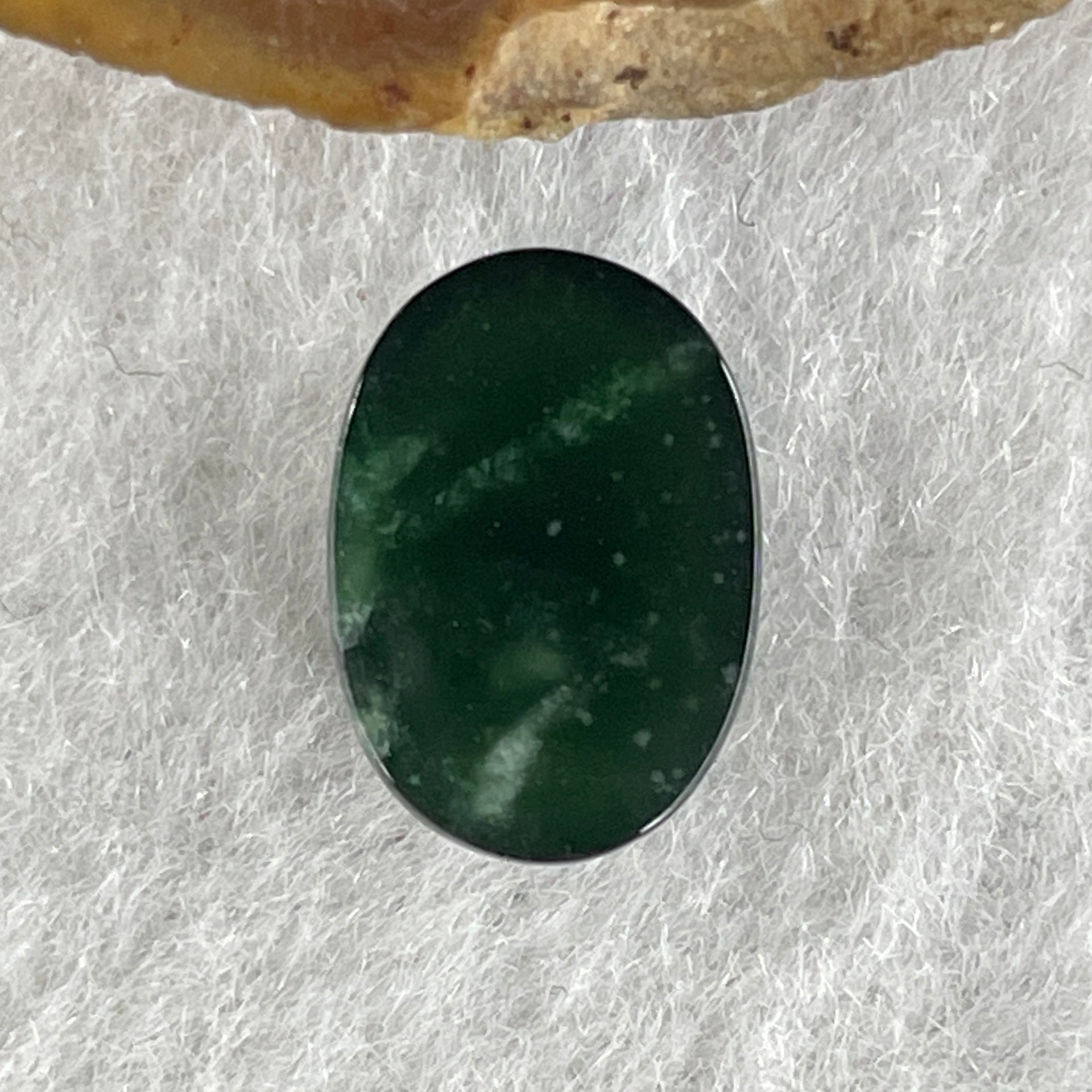 Type A Translucent Black Omphacite Jadeite Round Cabouchon Stone For Setting 0.93g 11.7 by 8.4 by 4.6mm - Huangs Jadeite and Jewelry Pte Ltd