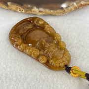 Grand Master Type A Brownish Red with Green Jadeite Cai Shen Ye God of Fortune Pendant 27.91g 53 by 32.7 by 10.5mm - Huangs Jadeite and Jewelry Pte Ltd