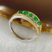 Type A Green Cabochon Jadeite in S925 Sliver Ring (Adjustable Size) 2.82g 2.7 by 1.5mm 5pcs - Huangs Jadeite and Jewelry Pte Ltd