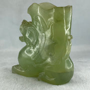 Natural Green Serpentine Pixiu Vase Display 989.6g 130.0 by 48.0 by 135.0mm - Huangs Jadeite and Jewelry Pte Ltd