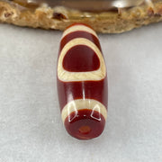 Natural Powerful Tibetan Old Oily Red White Agate One Eye Fire Sign Dzi Bead Heavenly Master (Tian Zhu) 一眼火天珠 10.71g 37.6 by 13.4mm - Huangs Jadeite and Jewelry Pte Ltd