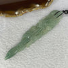 Type A Sky Blue Jadeite Dragon Brush Pendent 24.09g 110.5 by 21.0 by 8.5 mm - Huangs Jadeite and Jewelry Pte Ltd
