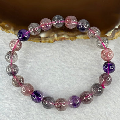 Good Grade Natural Super 7 Crystal Beads Bracelet 天然超级七水晶珠手链 19.50g 16cm 8.8mm 22 Beads