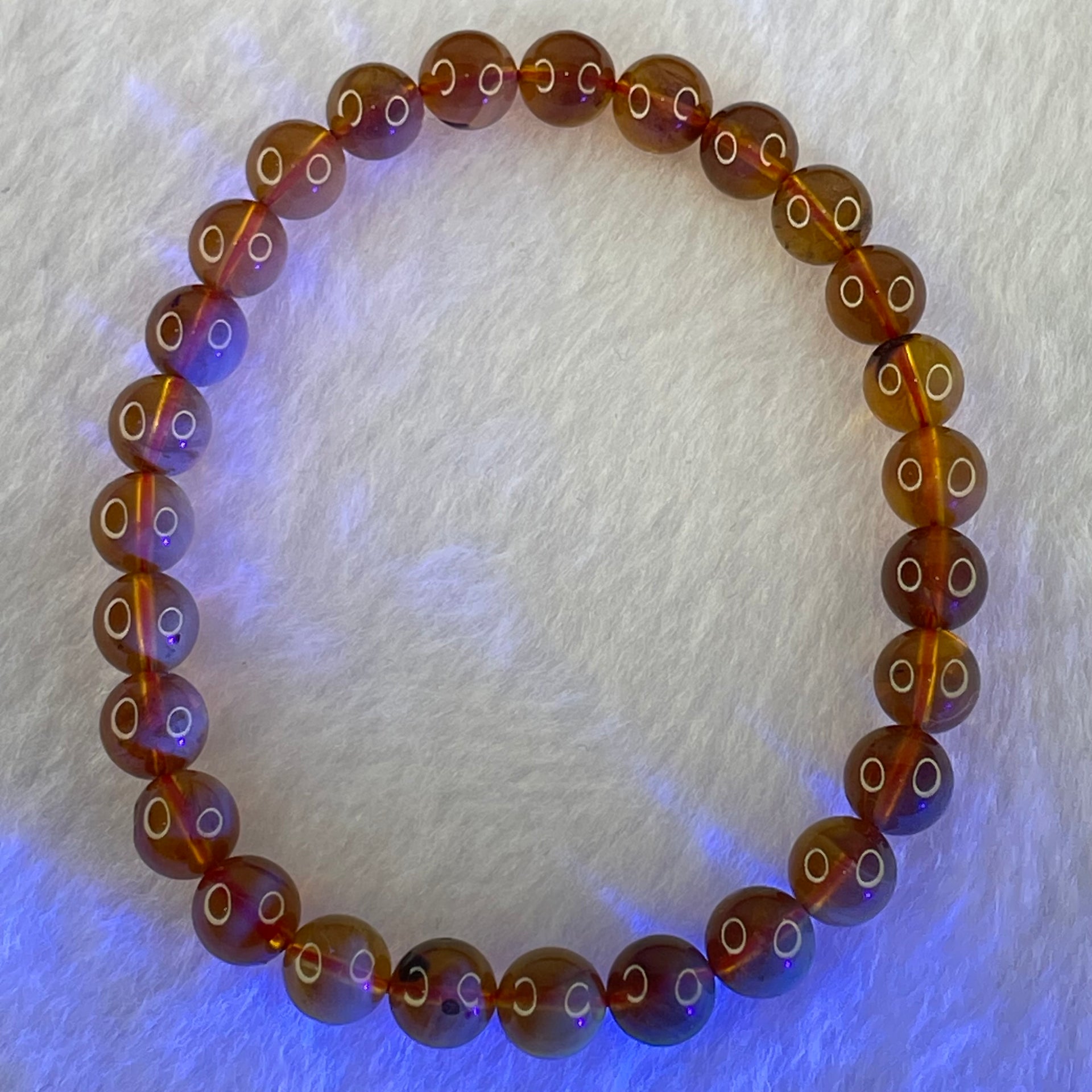 Natural Cognac Amber Beads Bracelet 4.17g 15cm 6.6mm 27 Beads - Huangs Jadeite and Jewelry Pte Ltd