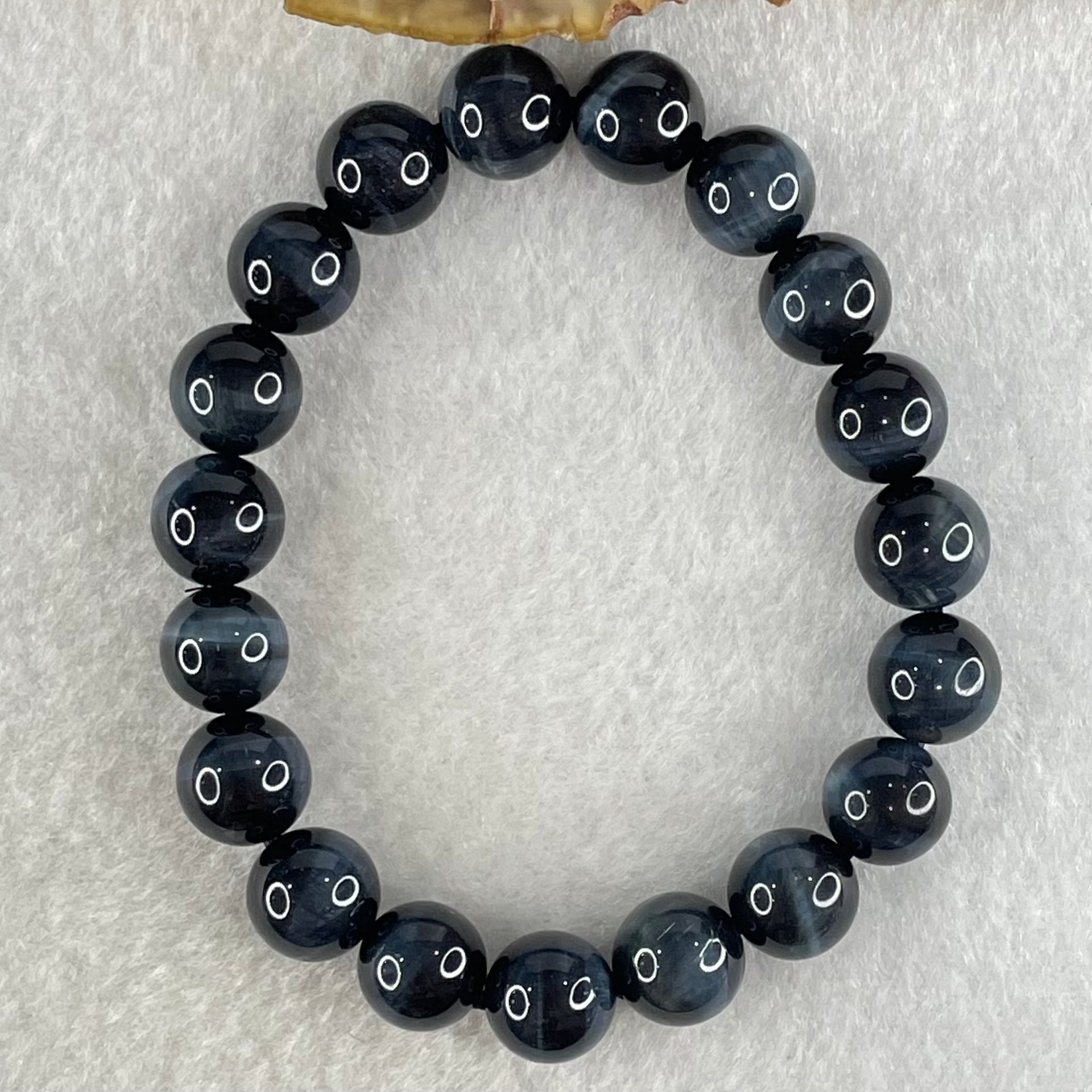 Natural Blue Tiger Eye Quartz Beads Bracelet 25.88g 16cm 10.0mm 19 Beads - Huangs Jadeite and Jewelry Pte Ltd