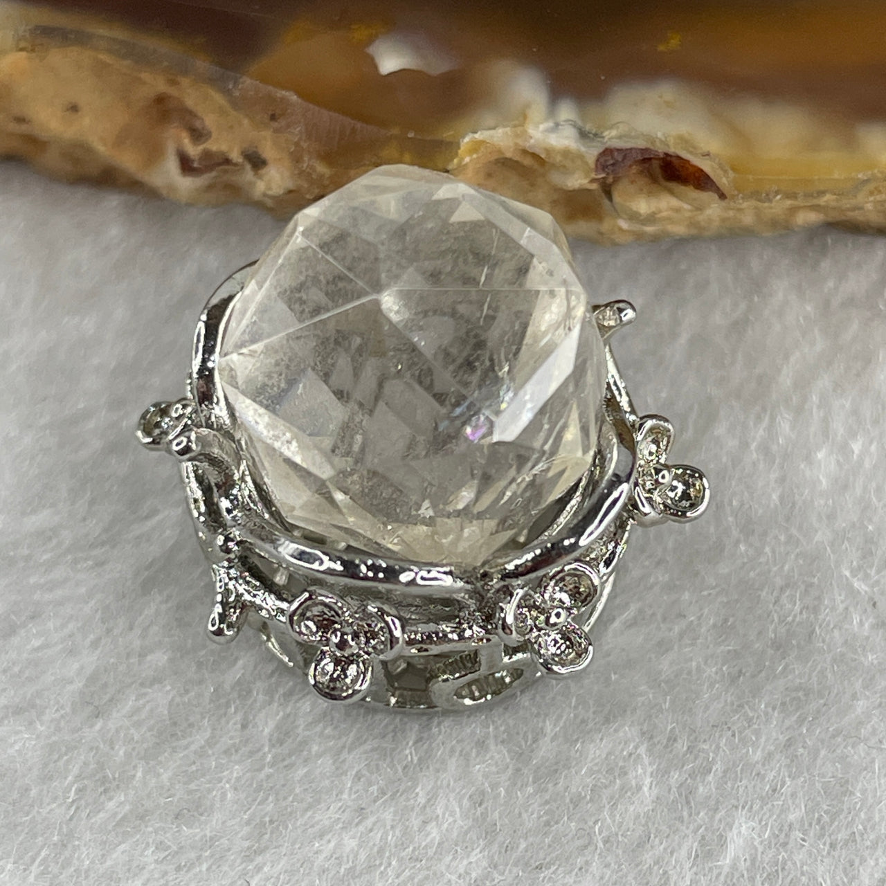 Natural Clear Quartz Pendant in S925 Sliver 6.02g 12.0mm