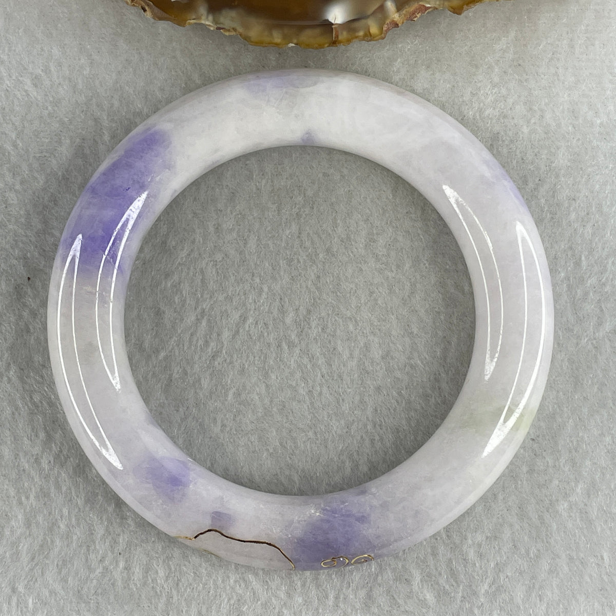 Certified Natural Type A White & Lavender Piao Hua Jadeite Full Round Bangle | 58.3mm Yuan Tiao (88.74g 12.5x12.6mm | Internal Line | Imperial Wholeness & High Spiritual Grace) - Huangs Jadeite and Jewelry Pte Ltd