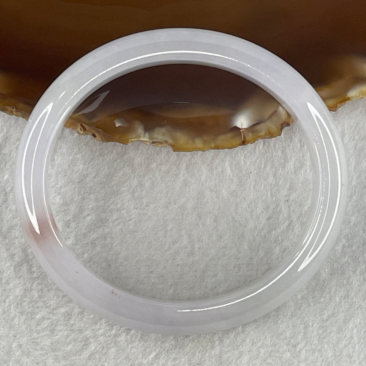 Certified Type A Light Green with Reddish Spot Jadeite Oval Bangle Internal Diameter 56.1mm 40.67g 11.2 by 7.3mm (Slight Internal Lines)