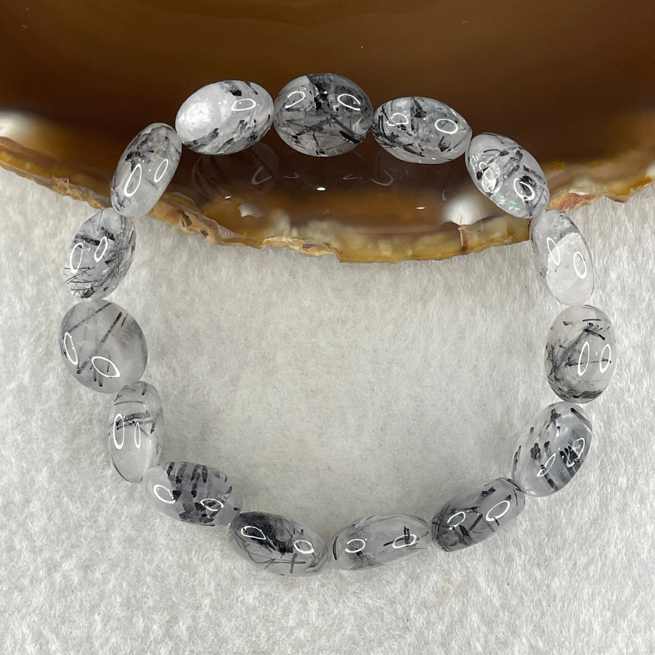 Natural Black Tourmaline Round Beads Bracelet 20.18g 15cm 12.0mm 15Beads - Huangs Jadeite and Jewelry Pte Ltd