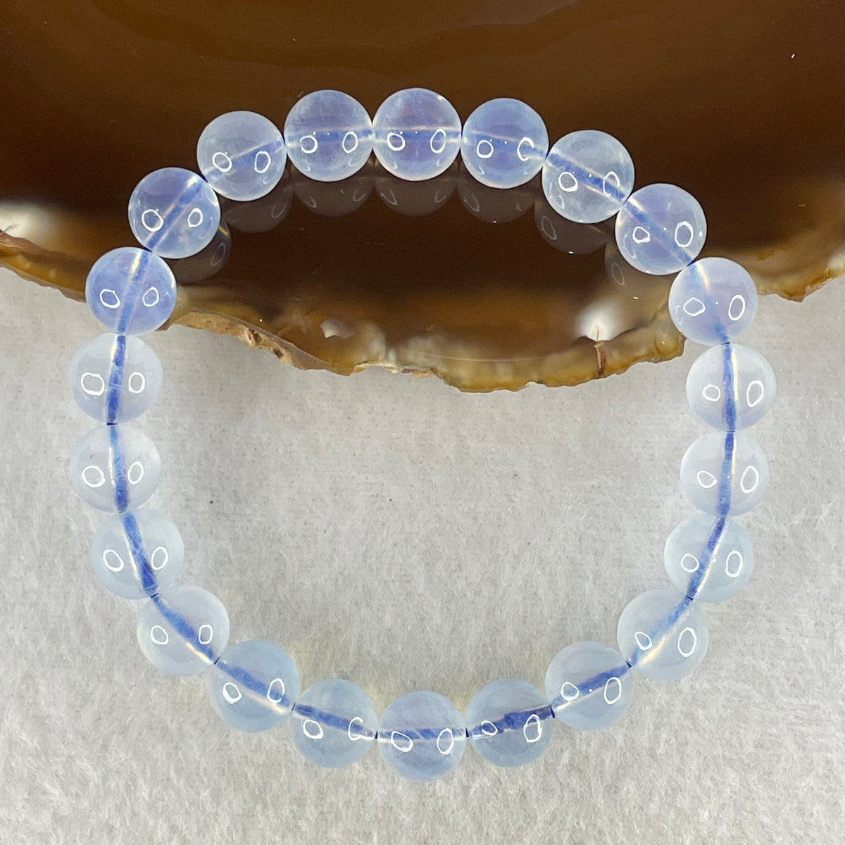 Certified Natural Average Grade Aquamarine Beads Bracelet | 15.5cm 22 Beads 8.8mm (19.26g | Serene Calm, Fluid Communication & Water Element Energy Shield)