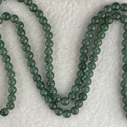 Certified Natural Type A Semi icy Blueish Green Jadeite Beads Necklace 29.75g 58cm 5.2mm 122 Beads - Huangs Jadeite and Jewelry Pte Ltd
