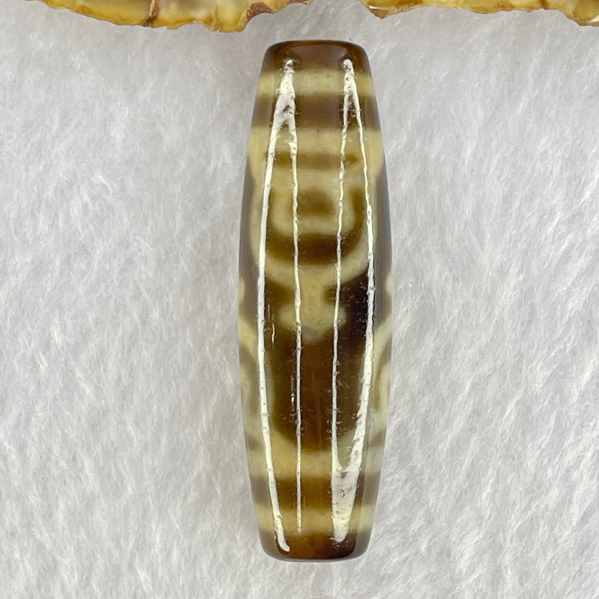 Natural Powerful Tibetan Old Oily Agate 4 Nectar Vessel Dzi Bead Heavenly Master (Tian Zhu) 花蜜容器眼天珠 16.35g 48.9 by 14.6mm - Huangs Jadeite and Jewelry Pte Ltd