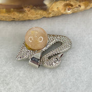 Natural Sunstone Bead with Crystals in S925 Sliver Swan Charm 3.16g 7.6mm - Huangs Jadeite and Jewelry Pte Ltd