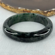 Type A Dark Green with Black and Emerald Green Piao Hua Jadeite Bangle Internal Diameter 55.7mm 57.67g 13.8 by 8.2mm (Very Slight External Rough) - Huangs Jadeite and Jewelry Pte Ltd