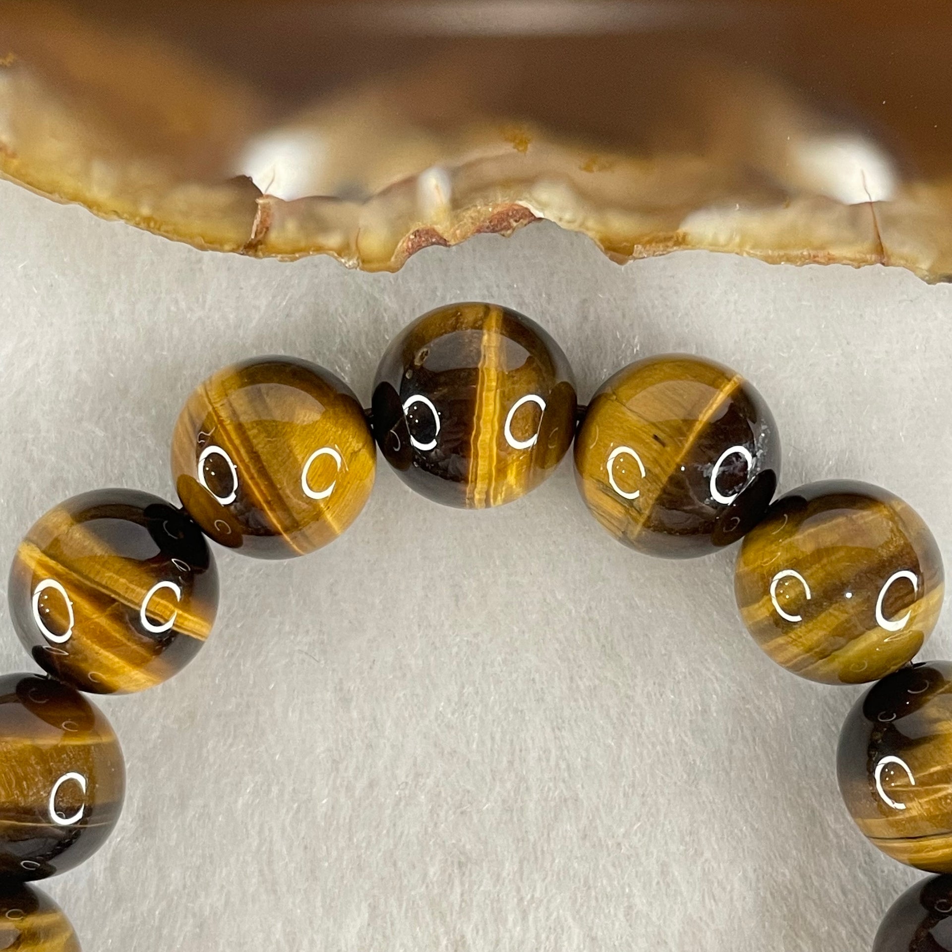 Natural Yellow Tiger's Eye Quartz Beads Bracelet 44.22g 17cm 12.5mm 17 Beads - Huangs Jadeite and Jewelry Pte Ltd