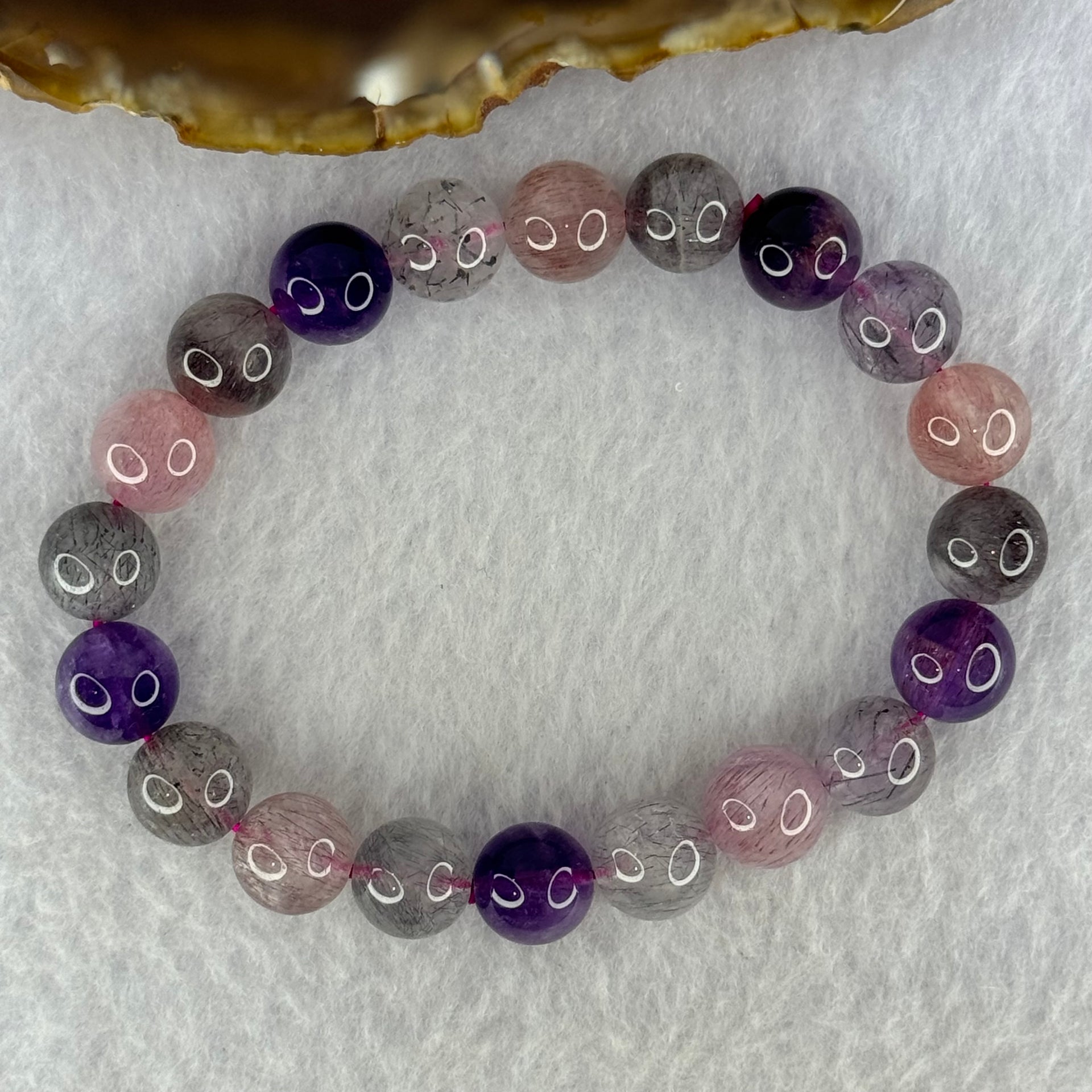 Natural Super 7 Beads Bracelet 30.16g 17.5cm 10.4mm 20 Beads - Huangs Jadeite and Jewelry Pte Ltd