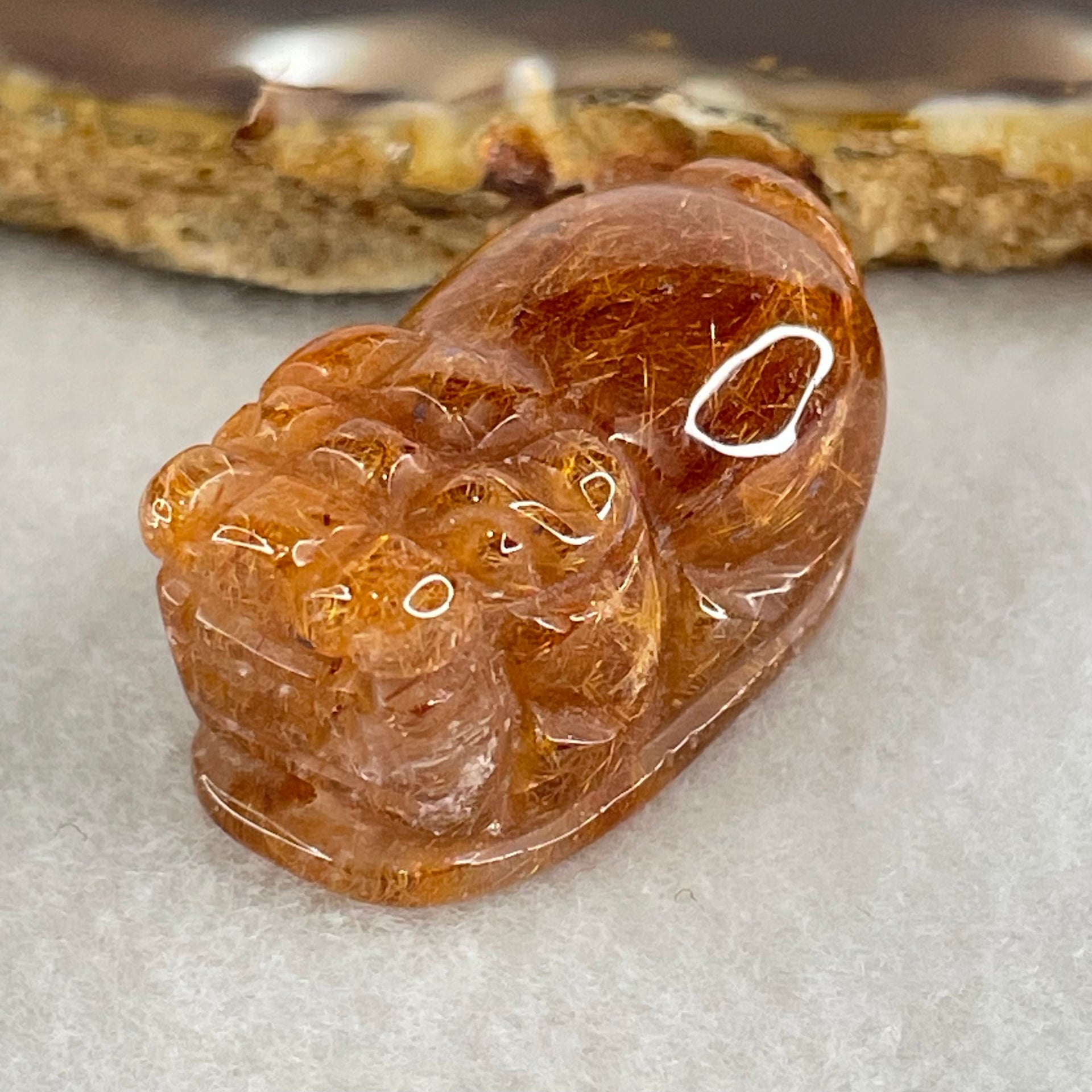 Good Grade Natural Copper Rutilated Quartz Pixiu Pendant Charm 13.90g 29.9 by 17.1 by 15.4mm - Huangs Jadeite and Jewelry Pte Ltd