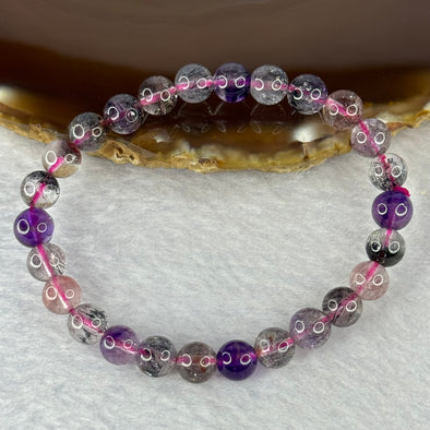 Good Grade Natural Super 7 Crystal Beads Bracelet 天然超级七水晶珠手链 13.14g 15.5cm 7.3mm 26 Beads - Huangs Jadeite and Jewelry Pte Ltd