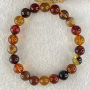 Natural Muti Color Amber Beads Bracelet 7.90g 16cm 8.8mm 22 Beads - Huangs Jadeite and Jewelry Pte Ltd