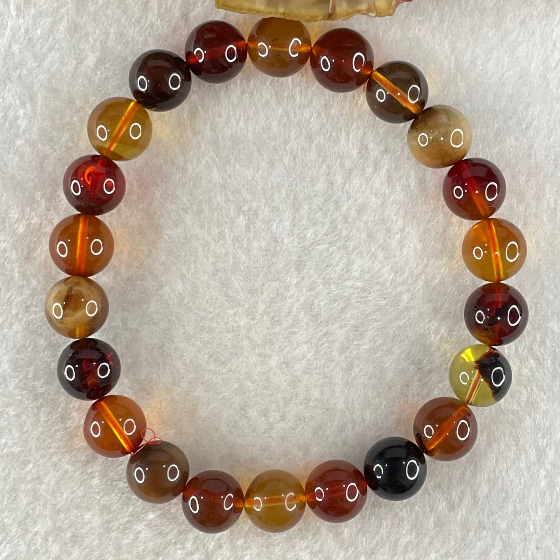 Natural Muti Color Amber Beads Bracelet 7.90g 16cm 8.8mm 22 Beads - Huangs Jadeite and Jewelry Pte Ltd