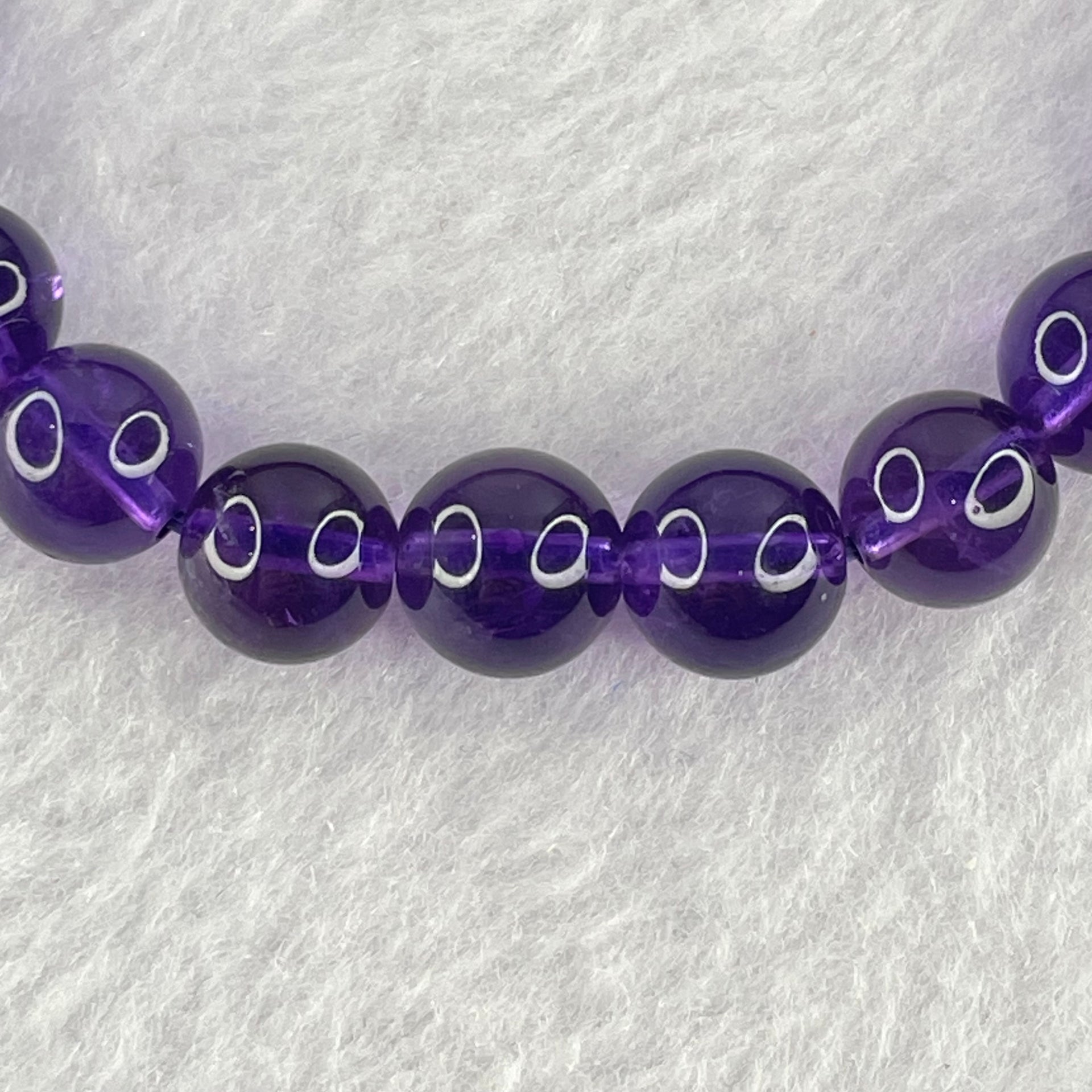 Very Good Grade Natural Amethyst Bracelet 18.19g 16cm 8.4mm 24 Beads - Huangs Jadeite and Jewelry Pte Ltd
