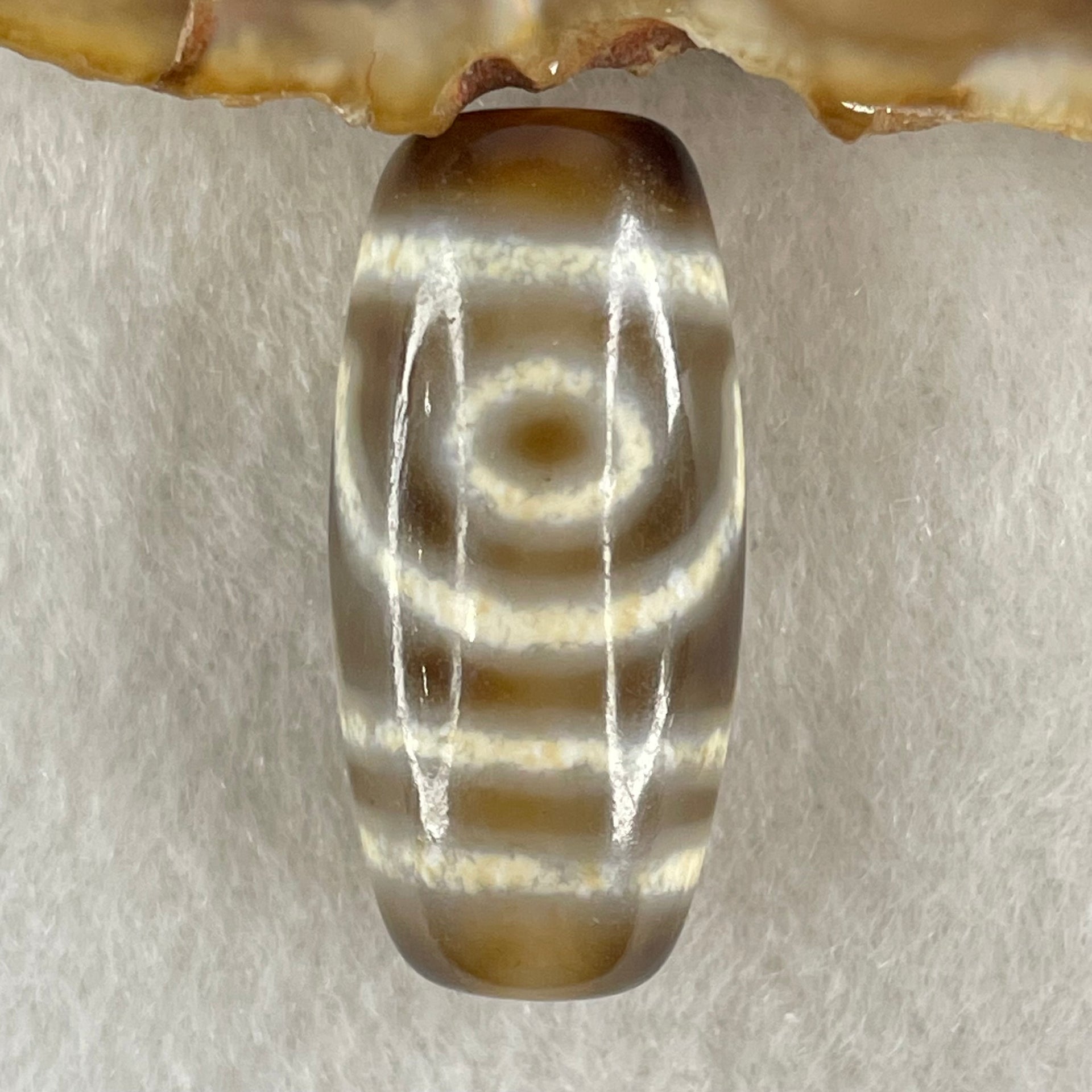 Natural Powerful Tibetan Old Oily Agate 2 Eyes Dzi Bead Heavenly Master (Tian Zhu) 二眼天诛 8.31g 28.9 by 13.7mm - Huangs Jadeite and Jewelry Pte Ltd