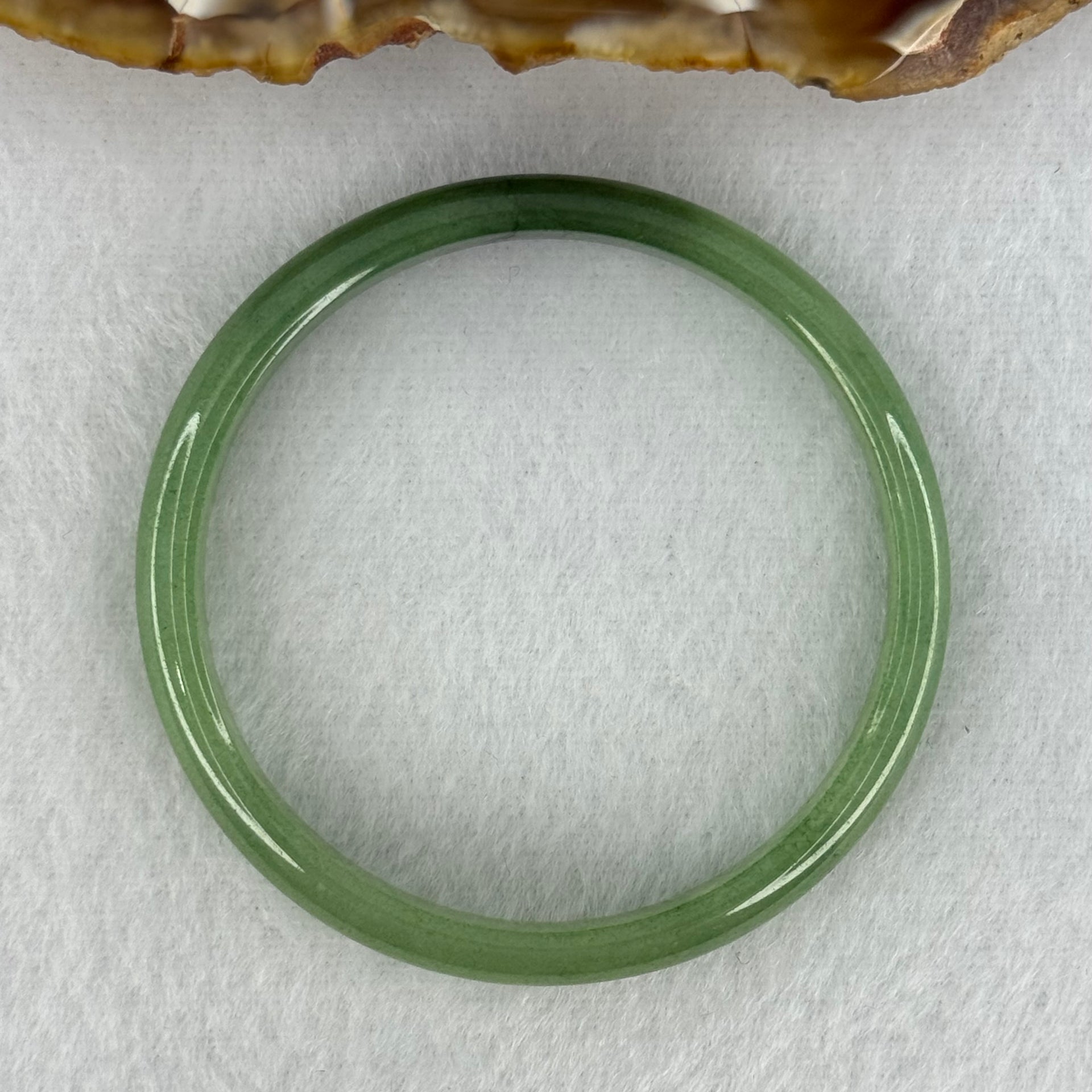 Baby or Kids Type A Green Jadeite Bangle Internal Diameter 44.6mm 11.71g 6.9 by 4.5mm (Very Slight Internal Lines) - Huangs Jadeite and Jewelry Pte Ltd