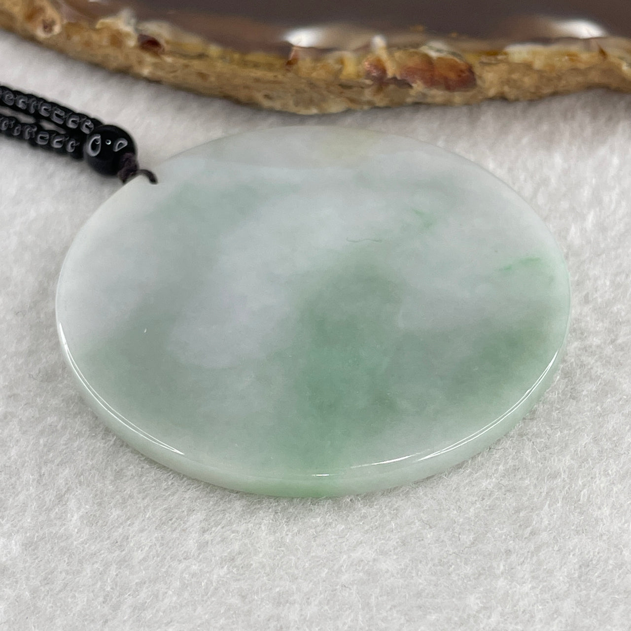 Natural Type A Lavender with Green Jadeite Round Wu Shi Pai Pendant 35.37g 34.0 by 3.8mm - Huangs Jadeite and Jewelry Pte Ltd