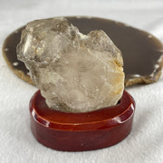 Natural Smoky Quartz Rough Irregular Shape Display in Wooden Stand 209.9g 72.0 by 52.4 by 85.7mm - Huangs Jadeite and Jewelry Pte Ltd