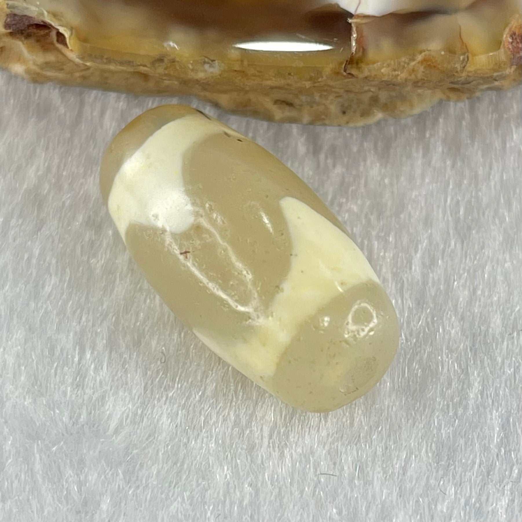 Natural Powerful Tibetan Old Oily Agate Tiger Tooth Daluo Dzi Bead Heavenly Master (Tian Zhu) 虎呀天诛 2.93g 19.9 by 10.1mm - Huangs Jadeite and Jewelry Pte Ltd