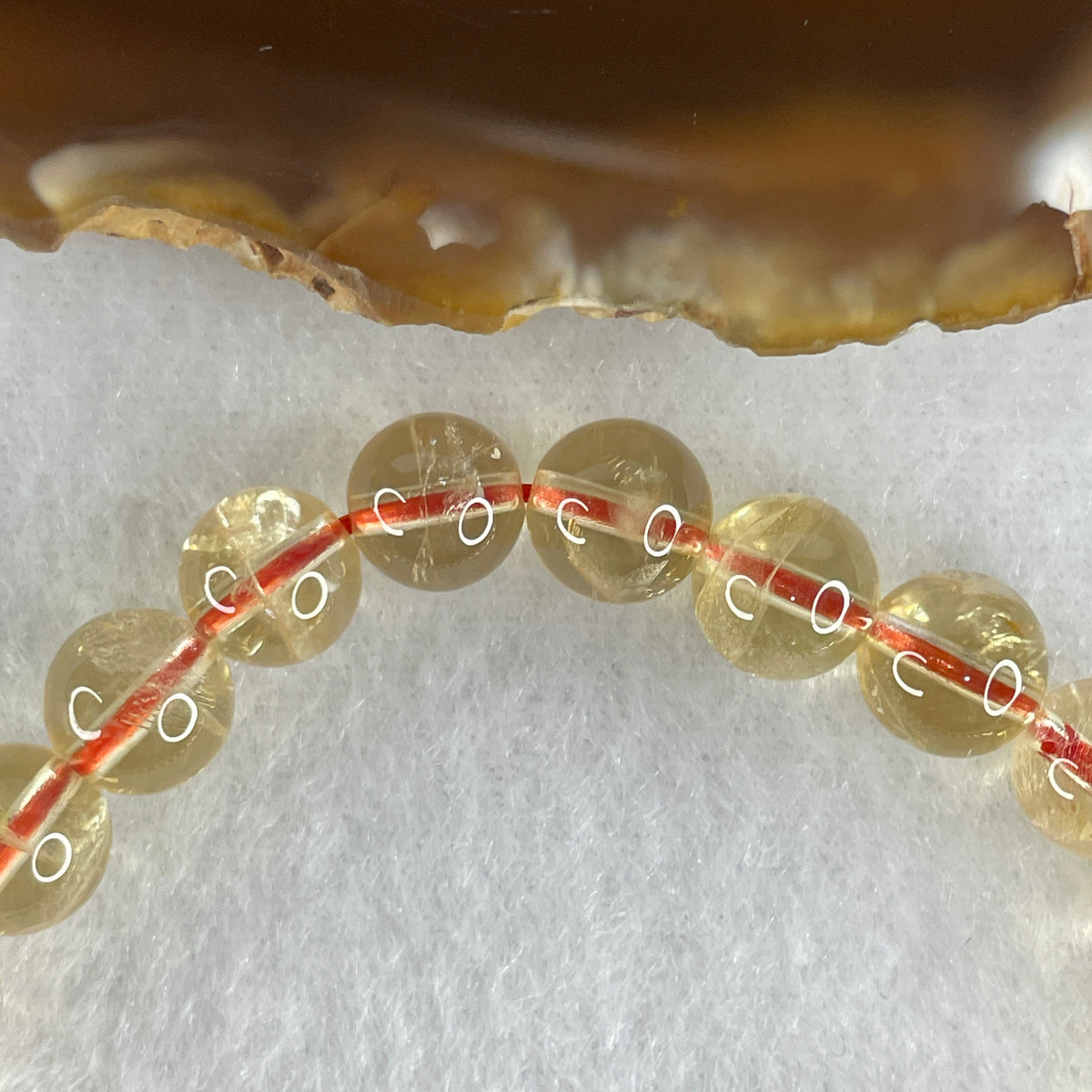 Certified Average Grade Natural Yellow Citrine Crystal Beads Bracelet | 8.3mm Golden Merchant's Stone (18.49g | 16cm Wrist Sizing | 24 Beads)