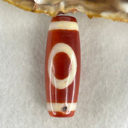 Natural Powerful Tibetan Old Oily Red White Agate One Eye Wood Element Dzi Bead Heavenly Master (Tian Zhu) 一眼木元素天珠 11.06g 38.2 by 13.6mm - Huangs Jadeite and Jewelry Pte Ltd