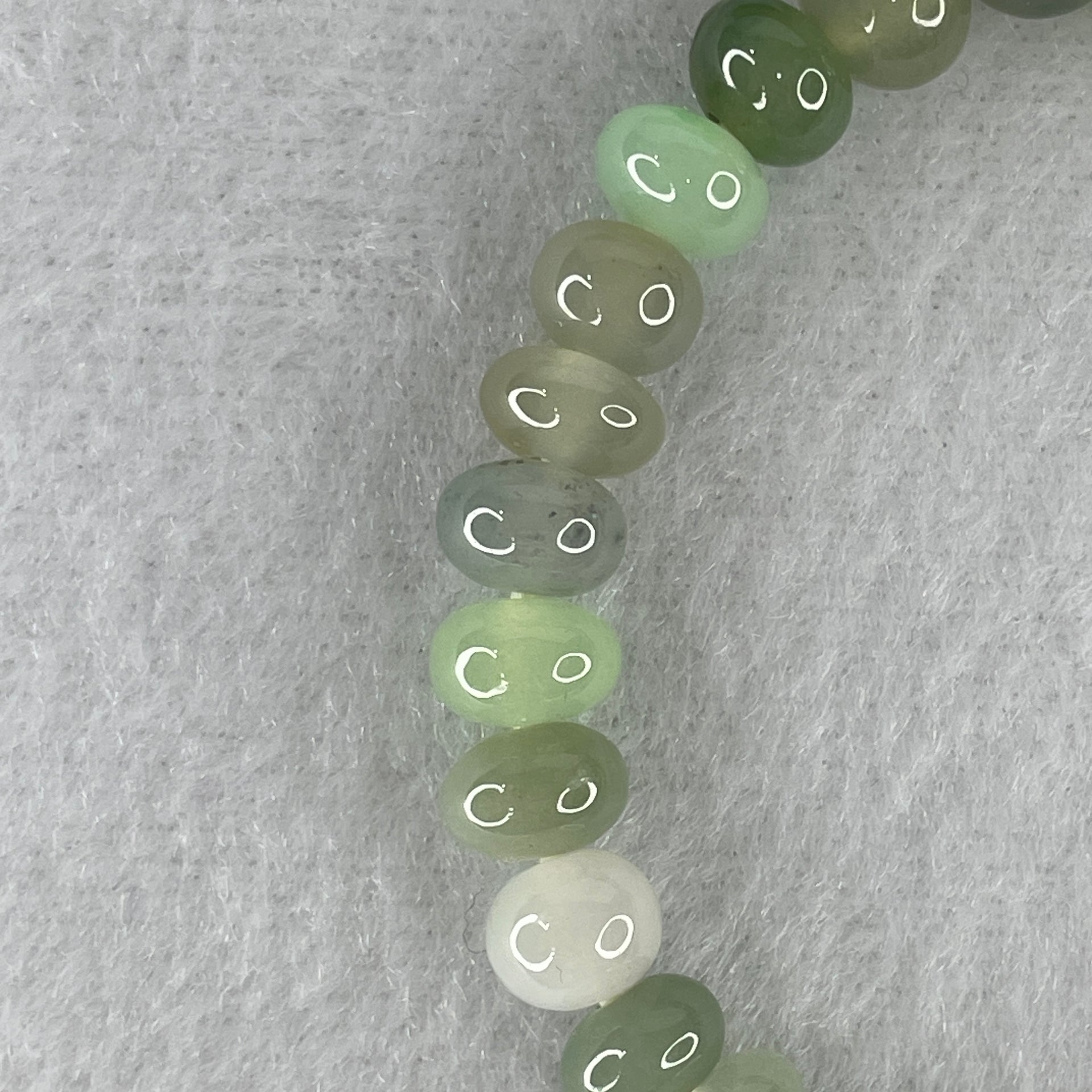 Natural Type A Muti Green Jadeite Donut with Lulutong Charm Bracelet 18.94g 15cm 7.6mm 33 Beads - 8.2 by 8.4mm Lulutong - Huangs Jadeite and Jewelry Pte Ltd