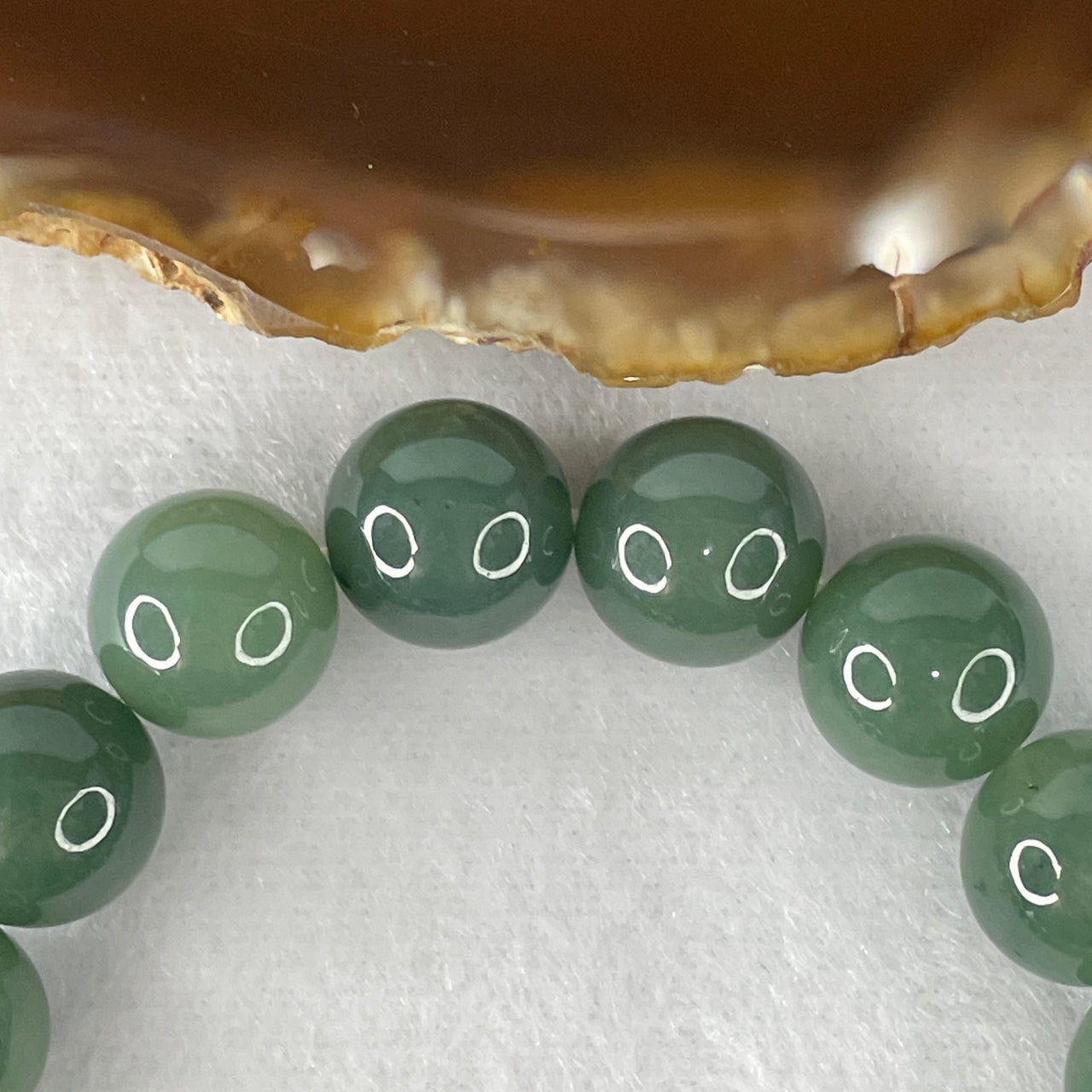 Certified Type A Blueish-Green Jadeite Investment Bracelet | Deep Blue-Water Crystalline Translucency | 100% Natural Grade A Fei Cui Masterpiece | 17-Bead Sovereign Alignment (48.96g | 11.9mm | 16cm)